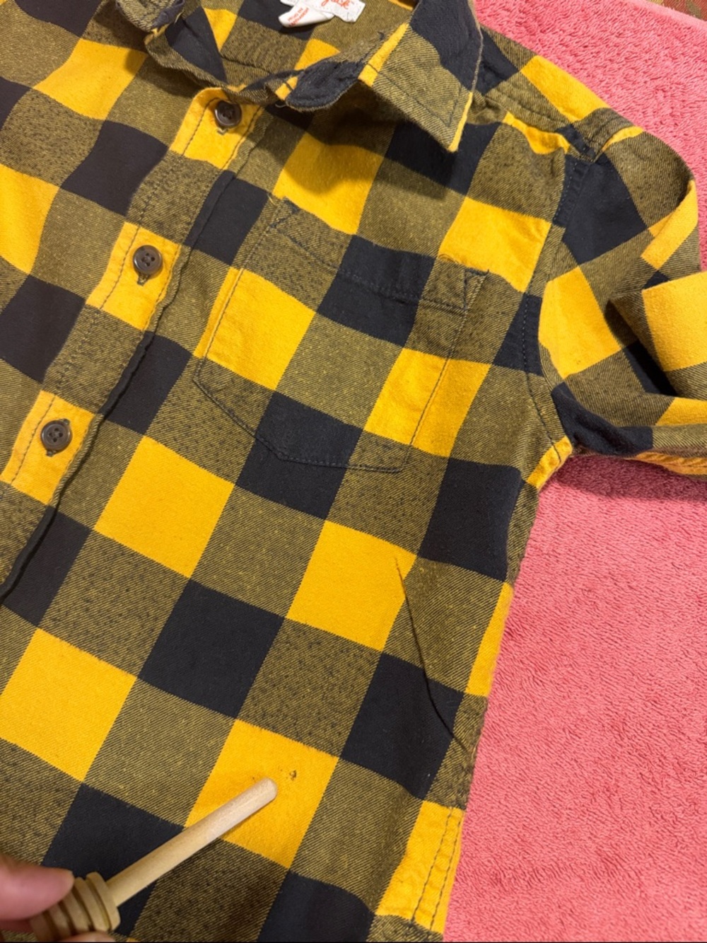Cat & Jack Yellow and Black Plaid Button-Down Shirt - Picture 9 of 9